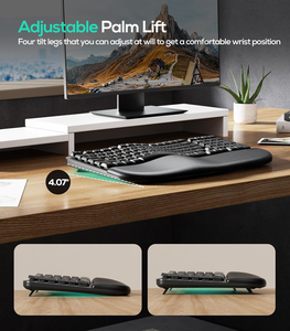 Wave Keys 2.4GHz Wireless USB Ergonomic <strong>Keyboard</strong> with Cushioned Palm Rest New Condition <strong>Computer</strong> Accessory for Desktop <strong>Use</strong>