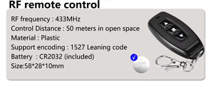 Universal 433Mhz Remote <strong>Control</strong> 3 Buttons Transmitter up and <strong>Down</strong> 1527 Learning Code Battery Included - Product Image 4