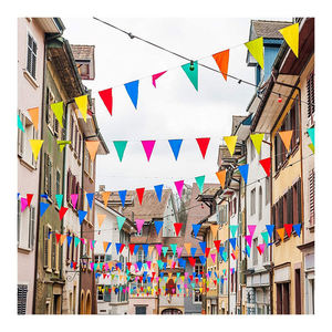 Banderines coloridos de tela de poliéster personalizados de alta calidad, Bandera de cadena, banderines triangulares para decoración de celebración - Product Image 4