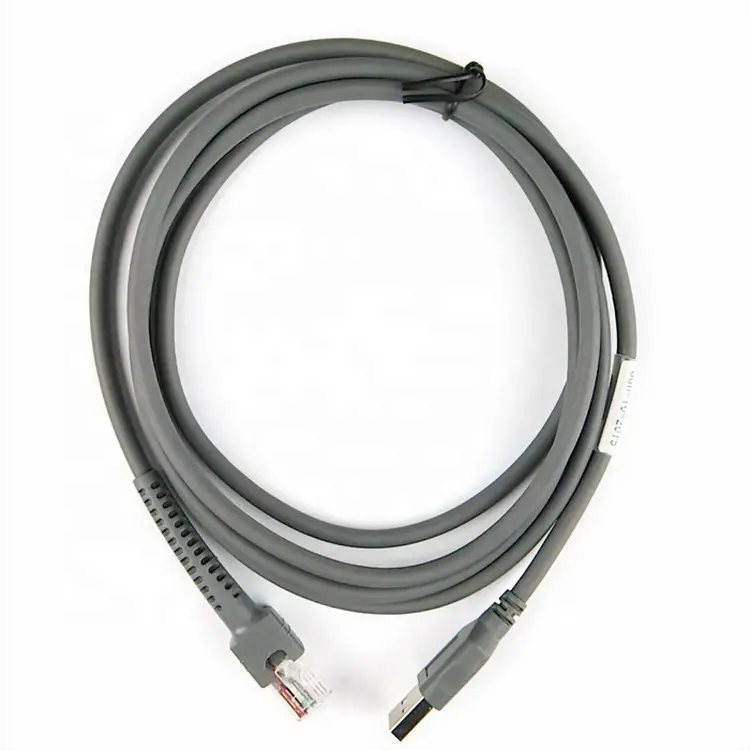 Kabel pemindai kode batang USB abu-abu untuk simbol zebra LS2208 DS6878 DS9808 DS6708 DS4208 DS9208