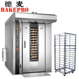 Bakepro 12 מגשים דיזל רוטרי מכונת אפיית אפייה עם קיטור עבור מאפייה תנור מתלה סיבובי גז עם טרולי יחיד - Product Image 1