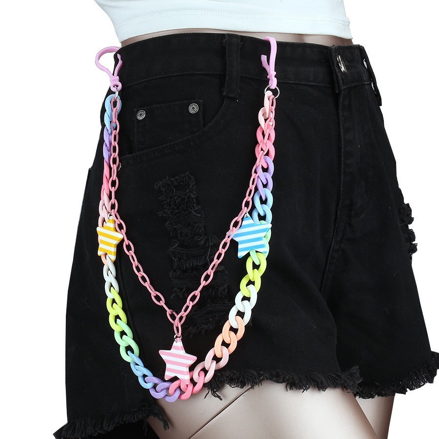 Colorful five-pointed star double-layer pants chain