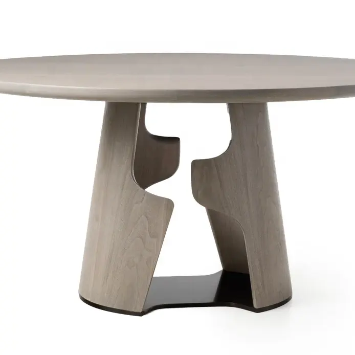 Acento mesa redonda topo mesa jantar de madeira arte design base de madeira com metal base placa jantar mesas para sala de jantar