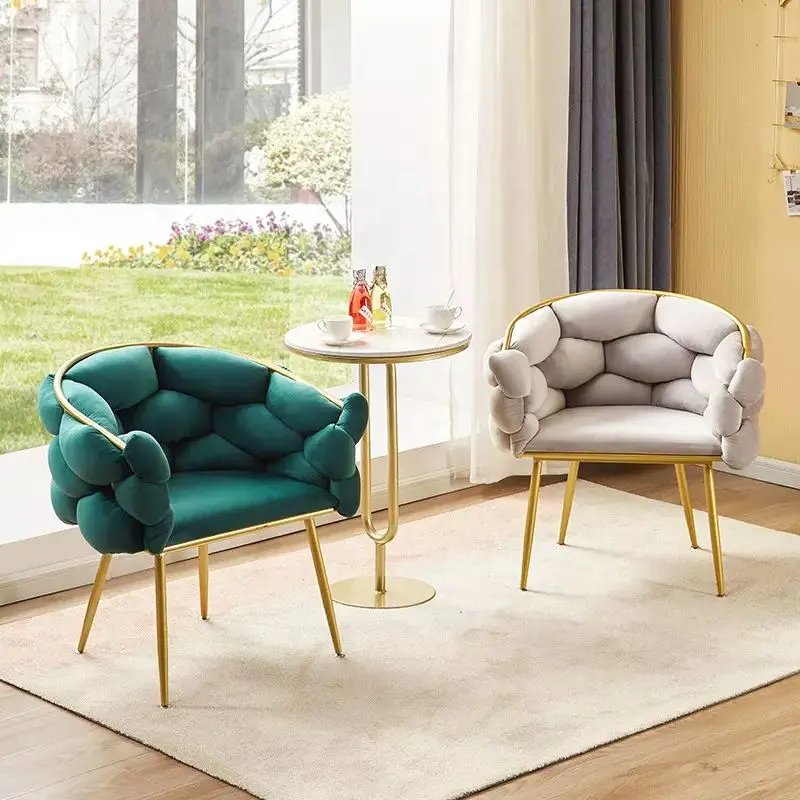 OEM Haute qualité, mode, moderne, confortable, tissu de velours bouclé, chaise de salle à manger nordique en velours coloré