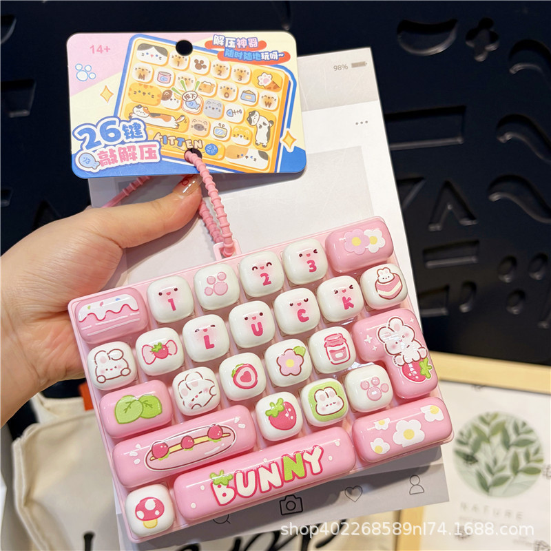 Animal diary 26-button grid-pink bunny