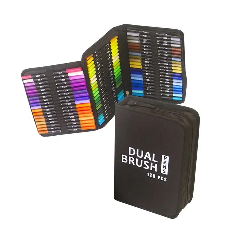 Set von 60-120 Aquarellen Dual Tip Pinsel Stift Farbe Kunst Marker Stifte mit Nylon Tasche Pack für Geschenk oder Werbung