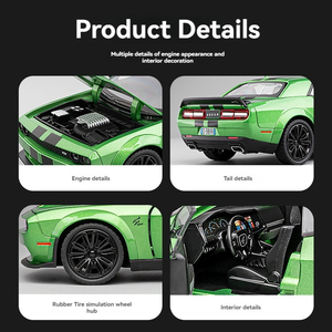 Diecast alaşım model araba 1:24 1/22 Challenger şarj Modified modifiye alaşım araba modeli ses ve ışık geri çekme metal araba - Product Image 5