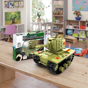 World War II Soviet KV-<strong>2</strong> Electronic <strong>Toy</strong> <strong>2</strong>.4G Remote Control Model Gyroscope Four Channels Plastic Puzzle Building Block Steam