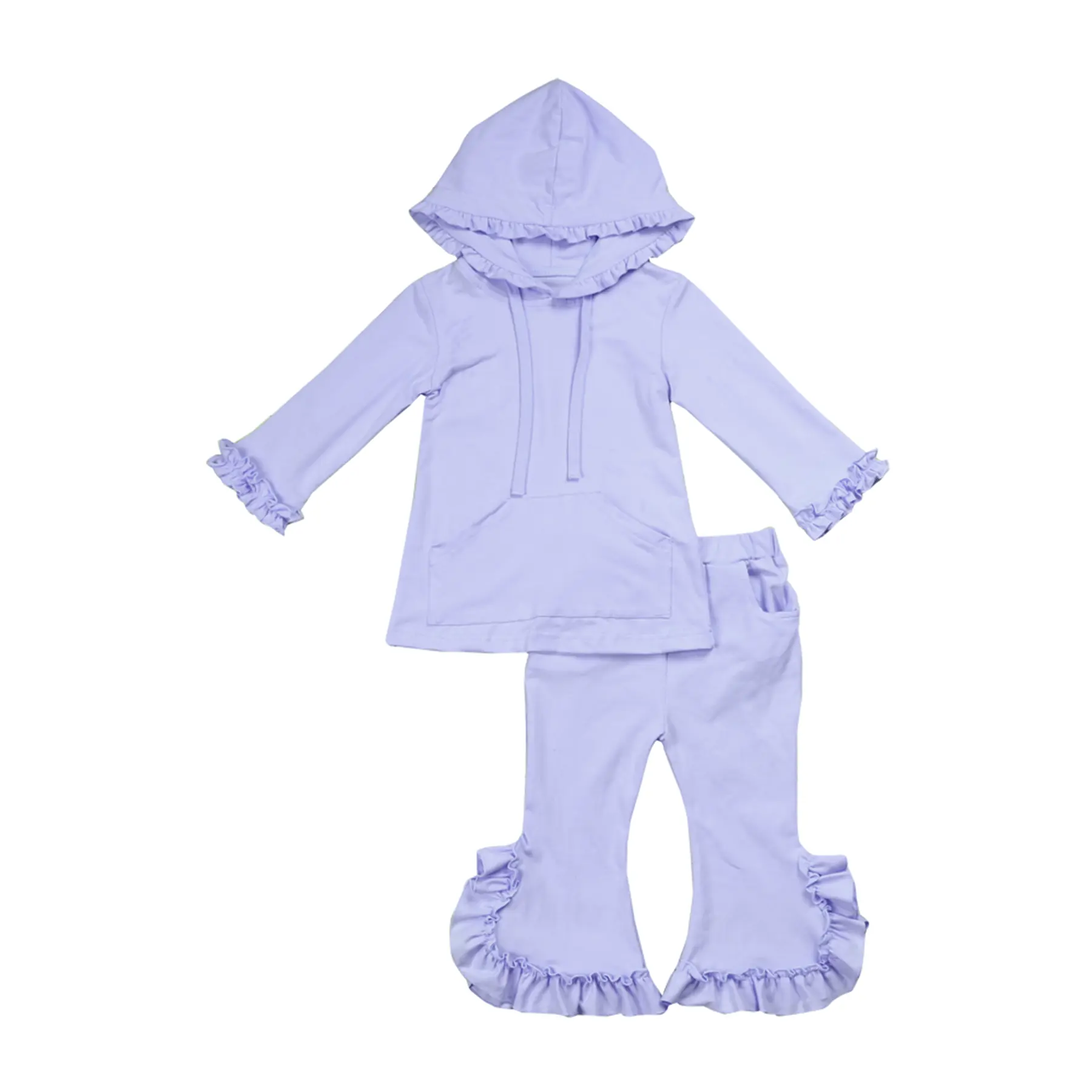 Autunno Boutique Set ragazze volant cotone vestiti del bambino personalizzato manica lunga boutique abbigliamento per bambini