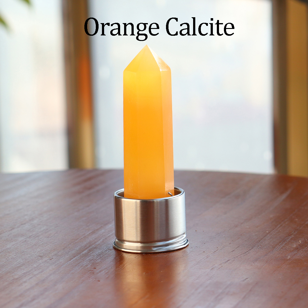 Calcite orange avec bouteille