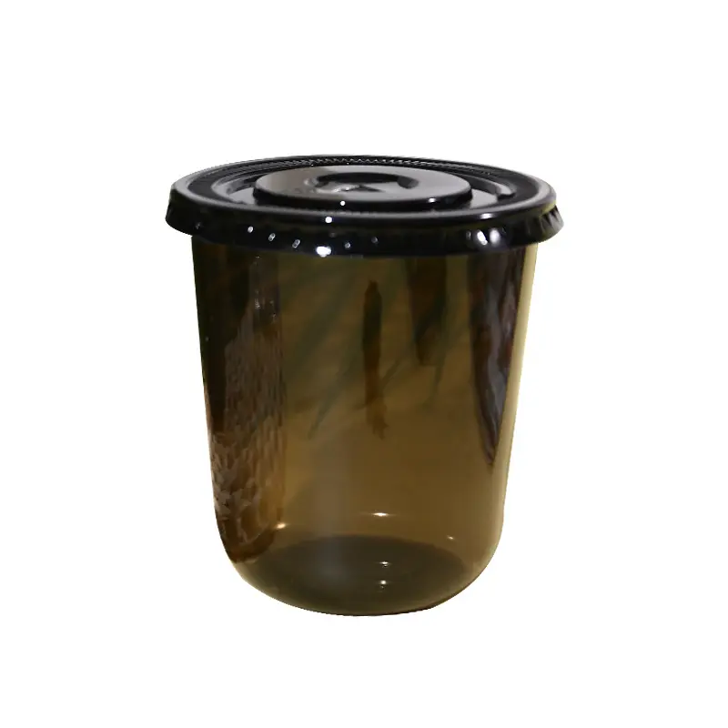 סיטונאי שחור חיות מחמד קפה חד פעמי כוס u בצורת pet ברור שקוף כוסות עם מכסה pet pp 12 16