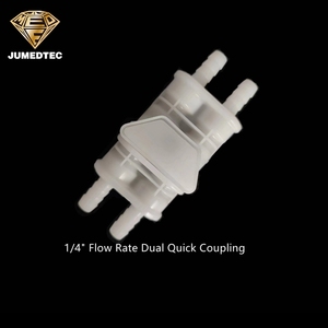 <strong>1</strong>/<strong>4</strong>&quot; POM Plastic Dual Tube Quick <strong>Coupling</strong> Shut Off Two Line Sleeve <strong>Coupling</strong> Water Air Double Hose Connector - Product Image 2