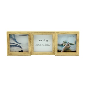 Trapezoid Edges Table Decor Collage Picture Frames Holds 3 Pictures <strong>10x10</strong> Photo Frame Wooden Photo Frame - Product Image 1