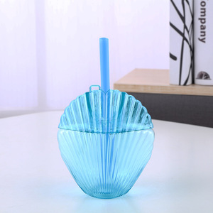 Glitter <strong>pink</strong> Color Large Plastic Shell Shape Tumbler <strong>Cup</strong> with Straw - Product Image 2
