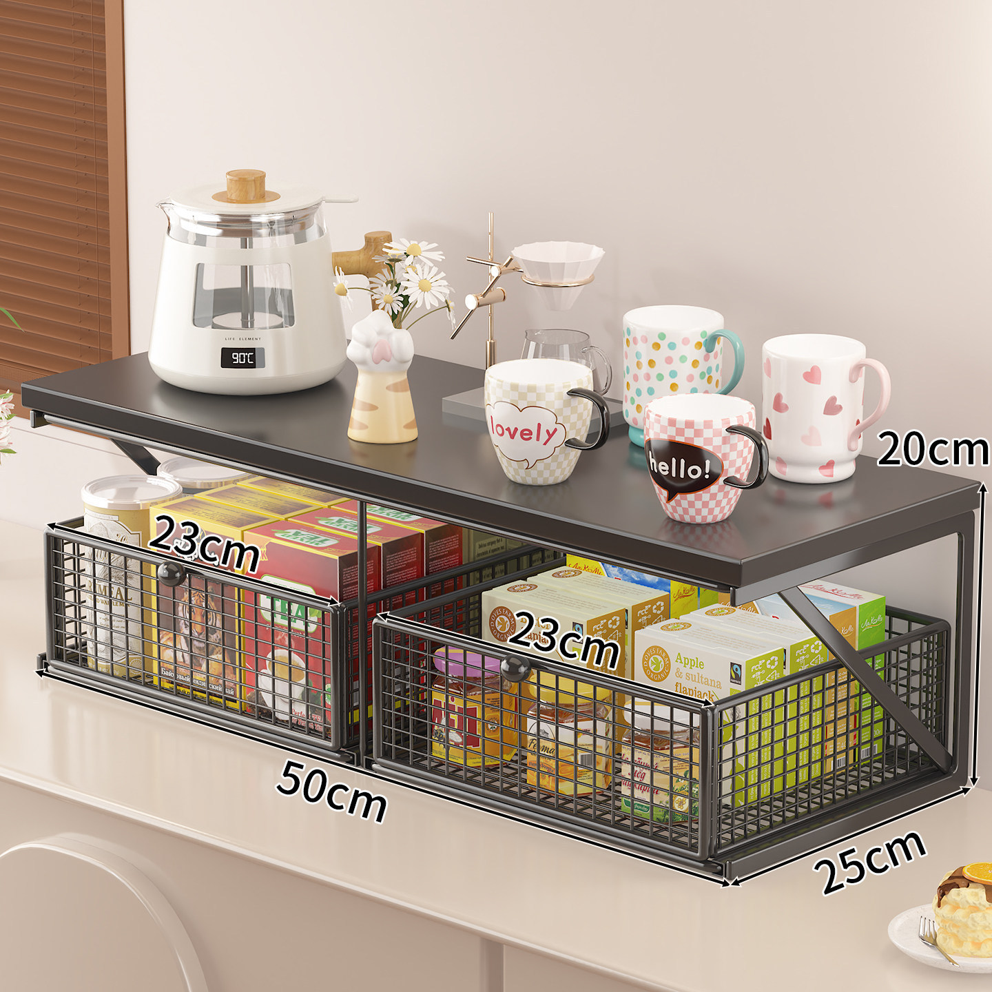 Blackboard with double drawers