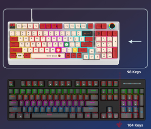 OEM Teclado Gamer Arco Iris con cable Teclado retroiluminado mecánico PC Computadora RGB Diseño ergonómico Teclado para juegos de 98 teclas - Product Image 3