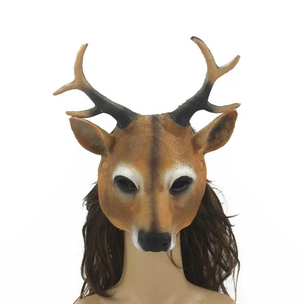 Christmas Costume Halloween Deer Animal Mask PU Foam Soft Antlers Animal Headgear Sika Deer Mask