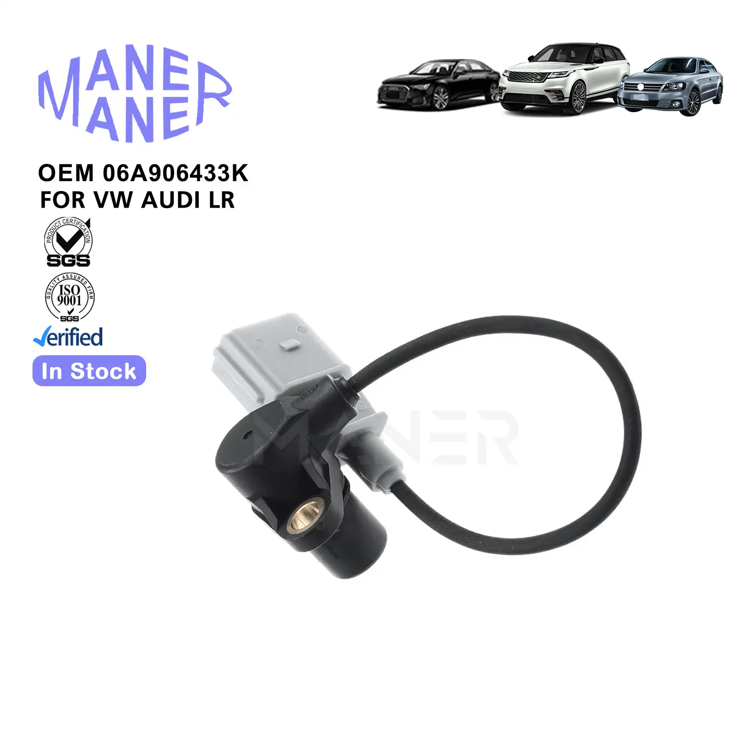 MANER Auto Sistemas Eléctricos 06A906433K Garantía de Calidad Sensor de Posición del Cigüeñal para VW EOS Golf Jetta Audi A3