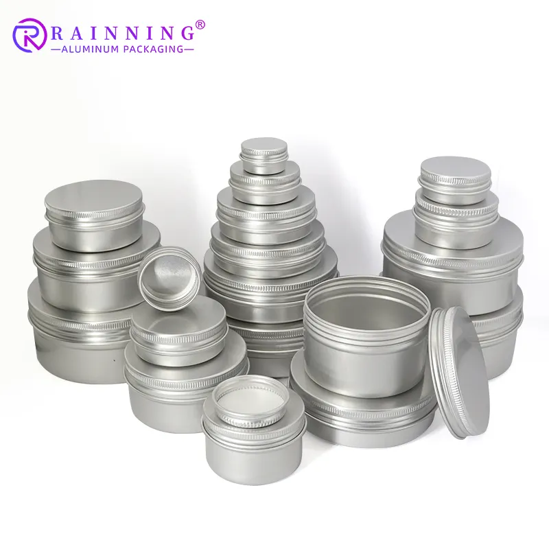 5ml 10ml 20ml 30ml 50ml 60ml 80ml 100ml 150ml 200ml 50g Round Aluminum Cosmetic Tin Containers Aluminum Tin Jar with Screw Top