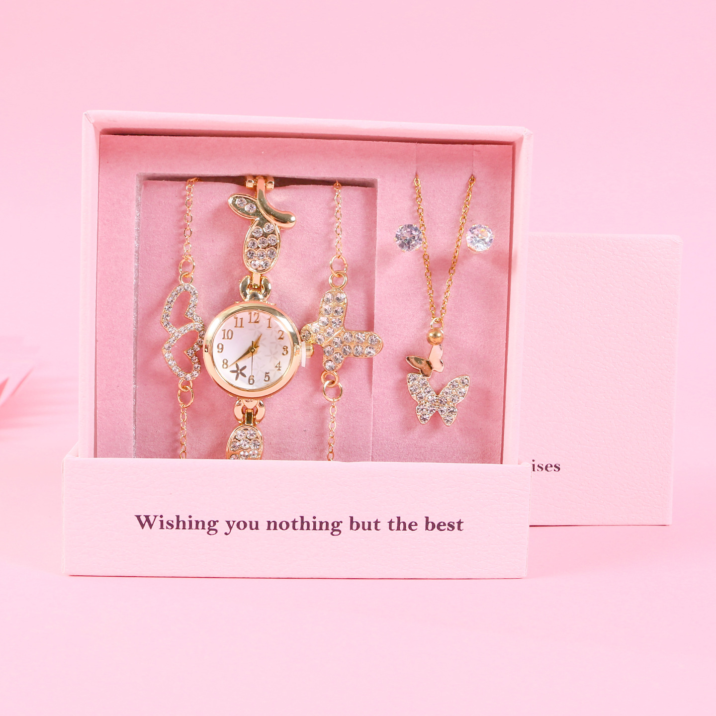 W3261-1 (Reloj, Pulsera * 2, Collar, Caja de regalo para pendientes)