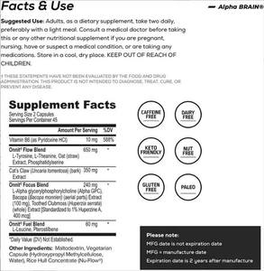 Cápsulas nootrópicas Suplemento cerebral Alpha GPC, L Theanine & Bacopa Monnieri Concentración de enfoque Mejora la memoria Nootropics Cerebro