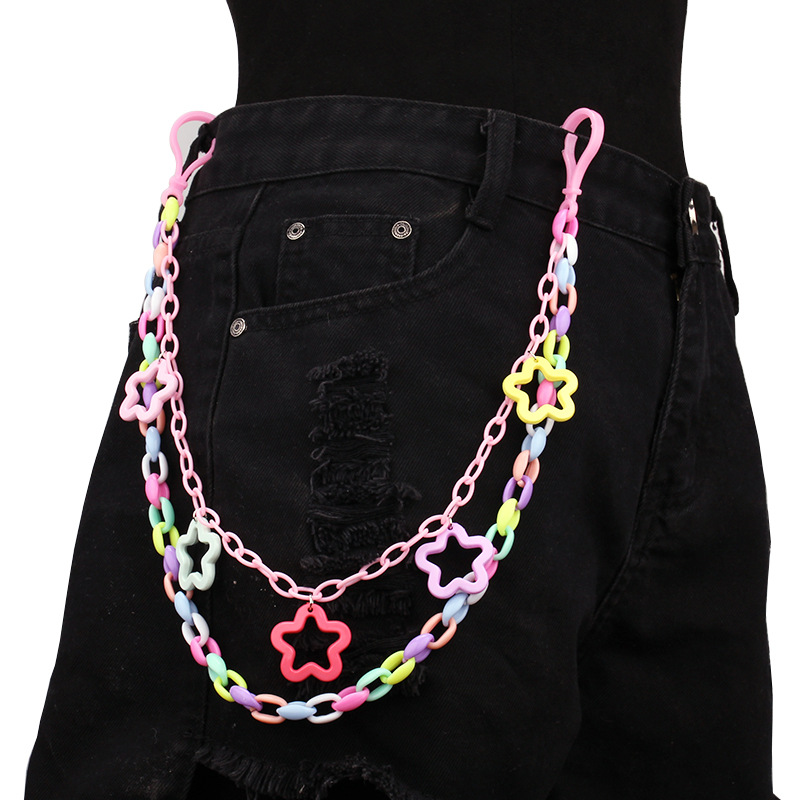 Colorful five-pointed star double-layer pants chain