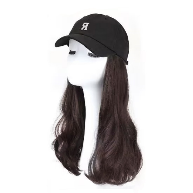 Black hat-long straight hair