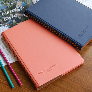 A5 Advanced Faux Leather Cover Custom Built-in Coil Spiral Bound Schedule Planner <strong>Notebook</strong> <strong>with</strong> Thick Paste <strong>Date</strong> - Product Image 1