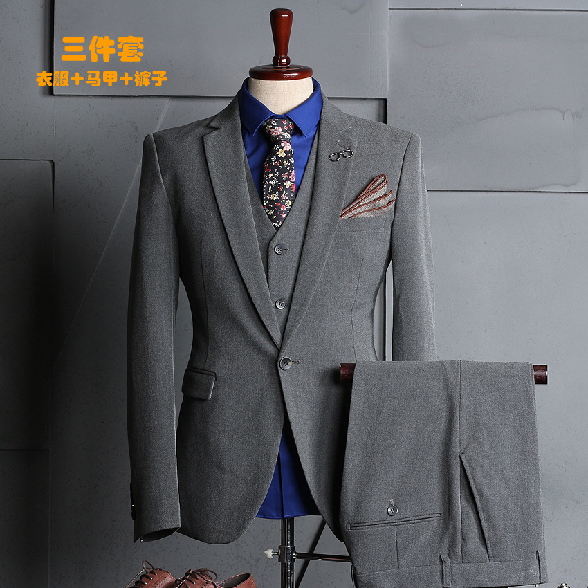 Medium gray (suit + vest + trousers)