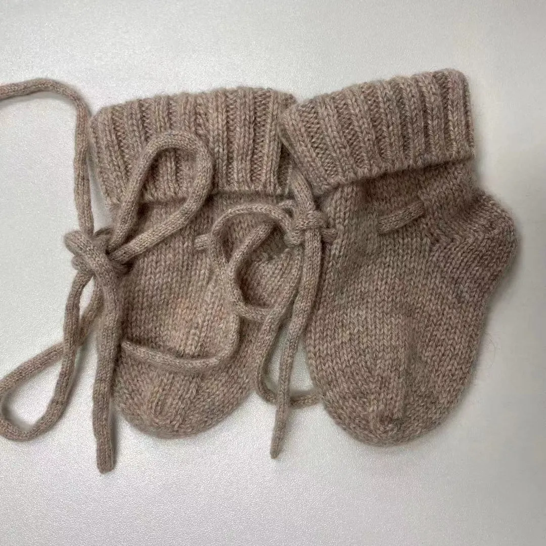 Calcetines de Cachemira para bebé recién nacido, botines de punto personalizados de lujo para invierno