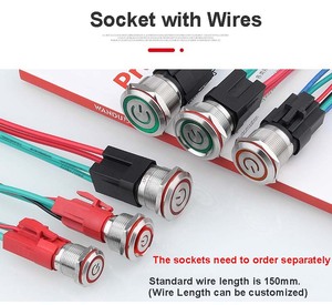 Metal on off Reset Ip67 <strong>Push</strong> <strong>Button</strong> 12v Illuminated Momentary <strong>Led</strong> <strong>Push</strong> <strong>Button</strong> <strong>Switch</strong> Waterproof 16mm 22MM <strong>with</strong> Socket - Product Image 5