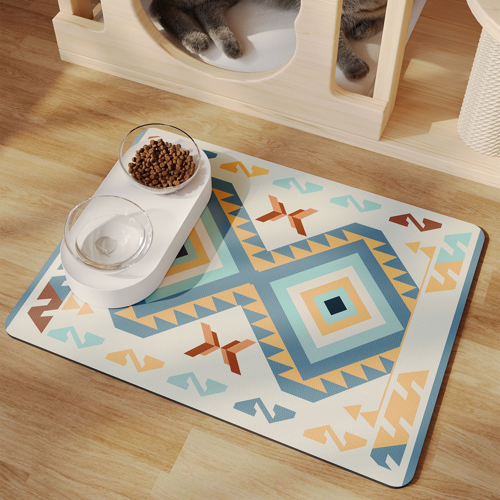 Tapis d'alimentation pour animaux sans lavage - Woof Woof Party Gris Foncé