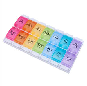 Weekly Pill Organizer <strong>2</strong> <strong>Times</strong> a Day Box <strong>7</strong> AM PM BPA-Free Case Container Daily Medicine with Easy Push - Product Image 5