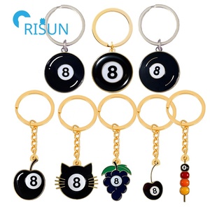 พวงกุญแจบอลสระลูกบิลเลียด8แปดเม็ดสีดำเคลือบสั่งทำได้ - Product Image 1