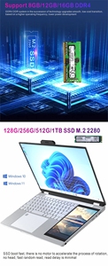 Nueva llegada de dos pantallas de ordenador portátil para estudiantes barato 15,6 "+ 7" pantalla dual de 7 pulgadas pantalla táctil de negocios ordenador portátil de oficina - Product Image 4