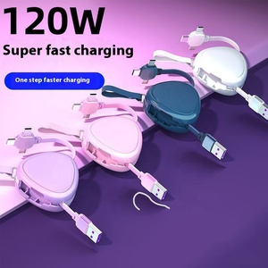 120W 3 in1格納式充電ケーブルマルチUSBケーブル高速充電器コードAndroidTypeC携帯電話用拡張可能データケーブル - Product Image 5