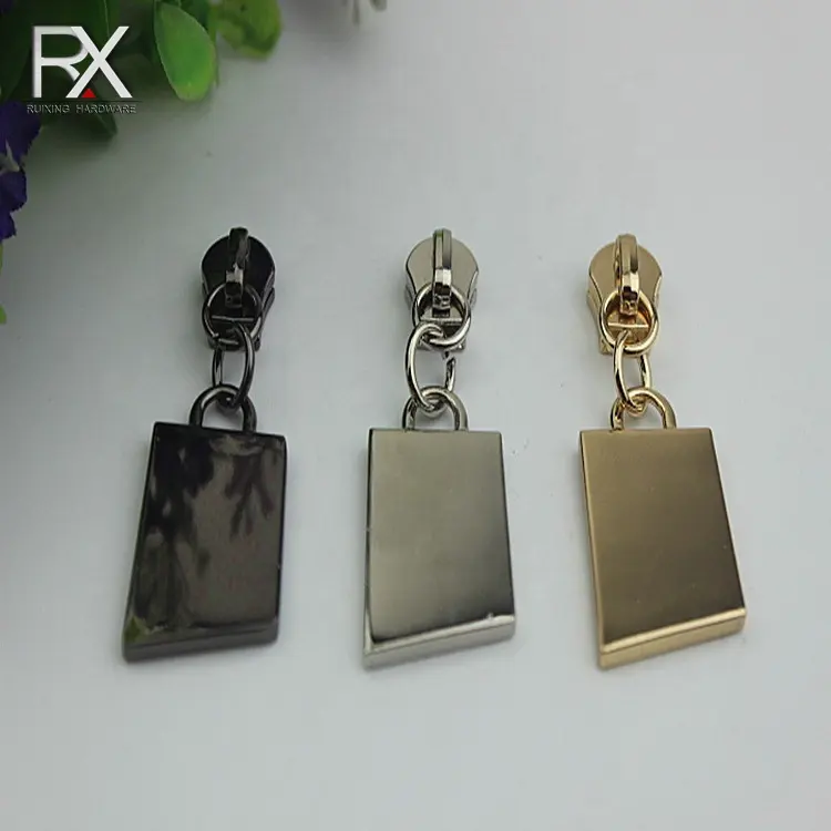 Tirador de cremallera de metal con diseño de logotipo personalizado, accesorios de bolsa de cremallera de metal para bolso, 5 #, tirador de cremallera de hardware