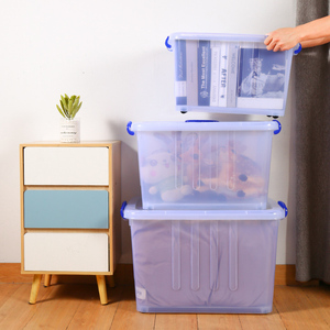 Stackable פלסטיק אחסון תיבת Tote ארגון מיכל אחסון פחי עם עמיד מכסה - Product Image 6