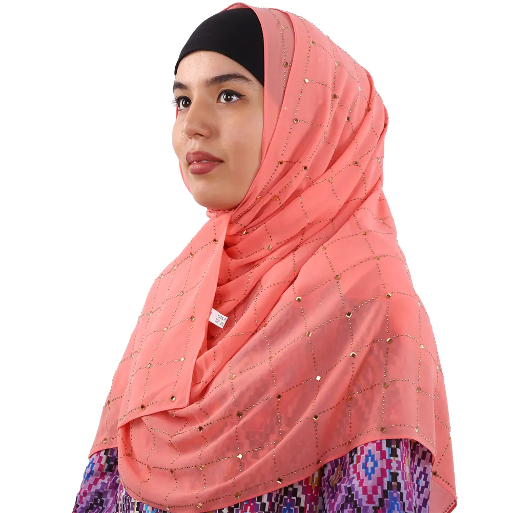 2020 New Women Chiffon diamond Scarf Breathable Arab Hijab 21 Colors Shawl
