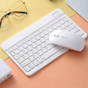 Miniteclado y ratón inalámbricos, periférico español recargable con ratón ruso para PC, tableta y teléfono