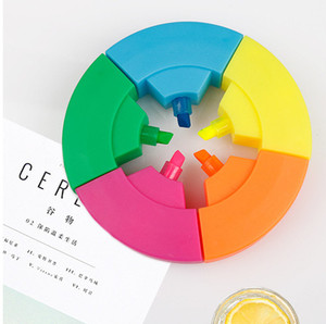 Nuovo Design forma rotonda 5 colori In 1 colorato evidenziatore penne a buon mercato prezzo creativo evidenziatore marcatori per gli studenti - Product Image 2