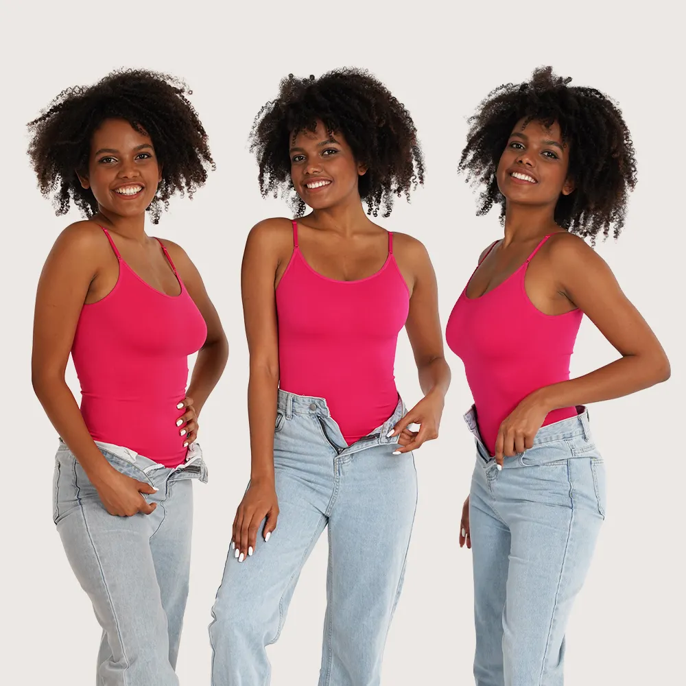 S-SHAPER Controle de barriga das mulheres Shapewear Camisoles Alça Ajustável Spandex Tank Tops Nylon Colheita Personalizada Sem Costura Scoop Pescoço Cami