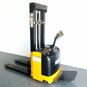 新しい1トン電気パレットスタッカー<span class=keywords><strong>3m</strong></span> 3.5mリフティング高さバッテリー駆動フォークリフト倉庫用小売1500kg 2000kg容量