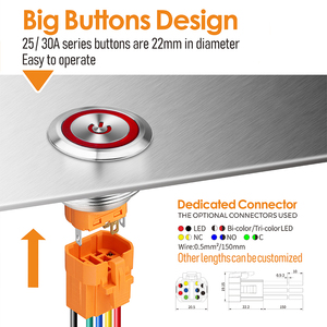 LANBOO <strong>25</strong>/30mm 3A Latching or Momentary Push Button <strong>Switch</strong> 1NO1NC Can Be Customized with Two Color Three and Color LED - Product Image 6