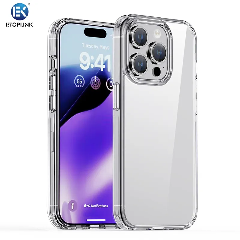 2-in-1 tpu pcカバーiPhone15 15 plus 15 pro 15 promaxファッション透明ロゴ穴PCハードカバーカバー