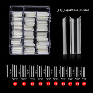 เล็บปลอมทรงสี่เหลี่ยมขนาด XXL 500ชิ้น,เล็บยาวทรงตรงครึ่งปลายเล็บยาวพิเศษไม่โค้ง - Product Image 3