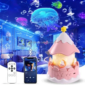 发光二极管转盘银河灯投影仪遥控BT扬声器独角兽音乐灯21电影明星投影仪儿童夜灯 - Product Image 1