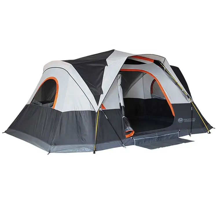 Camping Fiberglass pole 8-10 people outdoor waterproof double-decker tent four seasons popular tent