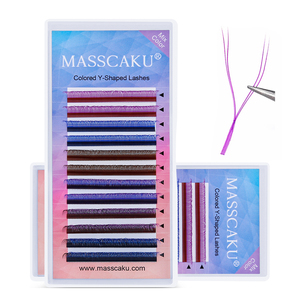 MASSCAKU 12-Line คละสีต่อขนตาสังเคราะห์ง่าย-ปัก YY รูปร่าง 8-15 มม.ความยาว C/CC/D/DD คลัสเตอร์ปริมาตรการหยิก - Product Image 6