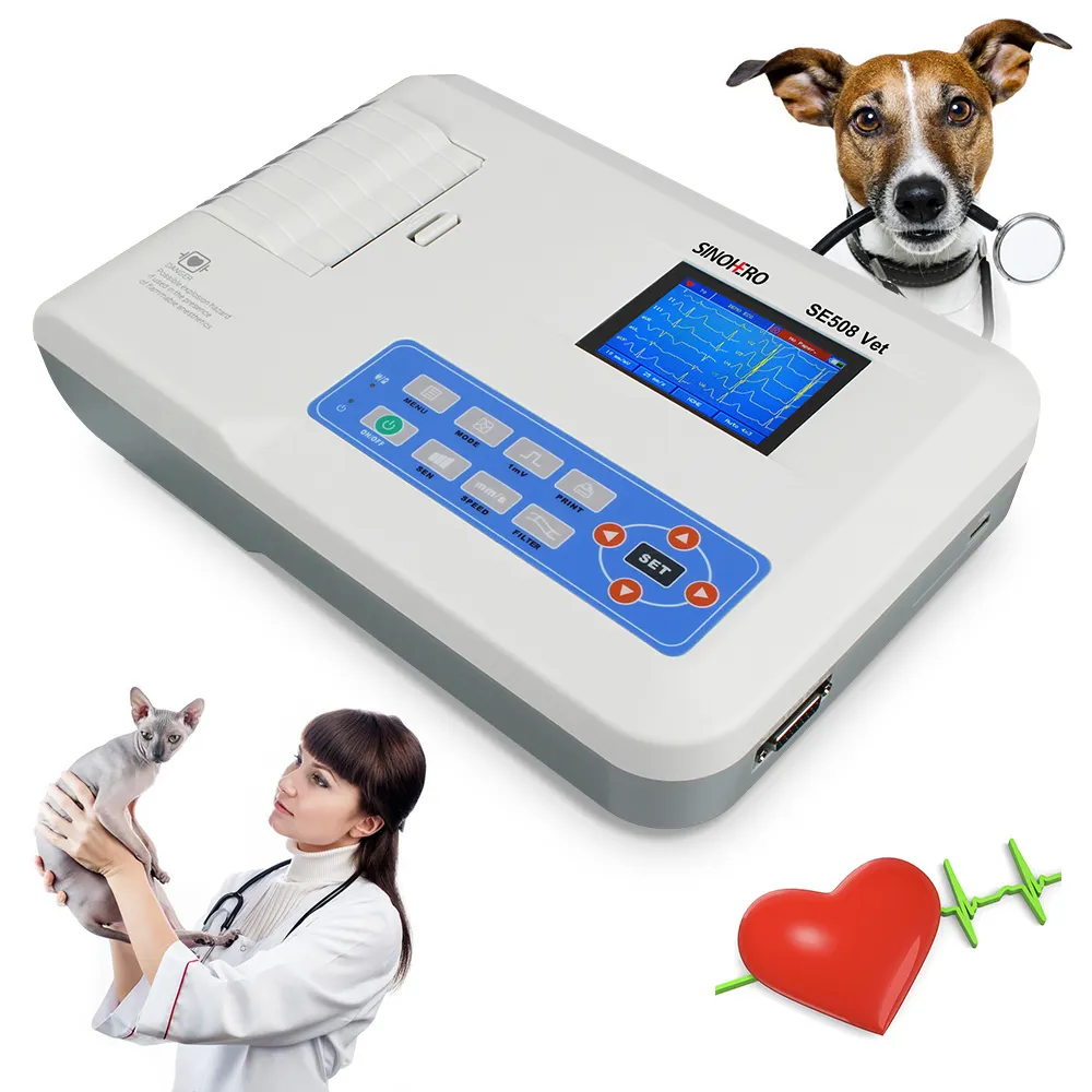 Hot bán y tế điện tâm đồ 12 dẫn 3 kênh thú y kỹ thuật số xách tay ECG ekg cardiograph máy